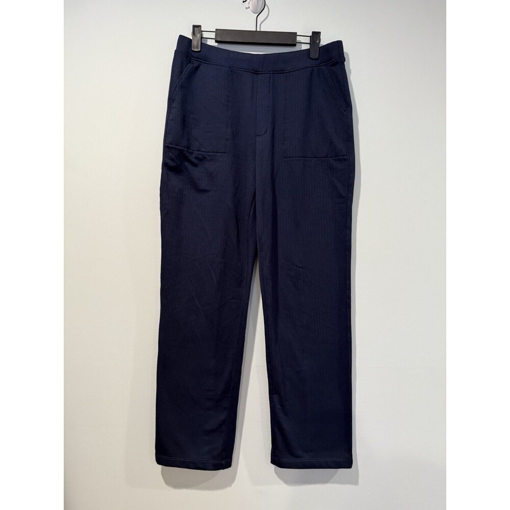 Mondetta Straight Leg Pants Women Medium Navy Striped Stretch Travel Workwear